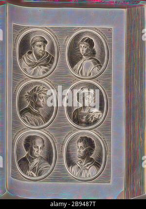 Giovanni da Fiesole Dominicanus Monac. Lippo Florentinus, Francesco Petrarca, Poëta Laura, Teofrasto Paracelso, Leone Battista Alberti Florentin., Ritratto di Fra Angelico, Filippino Lippi, Francesco Petrarca, Laura (figura letteraria in Petrarca Rime), Filippo Theophrastus Aureolus retorica di Hohenheim, Gio., Battista Alberti, Fig. 10, K, p. 64, 1774, Joachim Von Sandrart:Teutsche Academie der Bau- Bildhauer- und Maler-Kunst: worinn die Regeln und Lehrsätze dieser Künste gegeben, nicht weniger zu mehrerer Erläuterung die besten Exempel der alten und neuen Künstler in Kupfer beygefüget parola Foto Stock