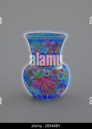 Vaso in scatola, smalto cloisonné, H: 3 in., Arte Asiatica, Reimagined by Gibon, design di calore allegro di luminosità e raggi di luce radianza. Arte classica reinventata con un tocco moderno. La fotografia ispirata al futurismo, che abbraccia l'energia dinamica della tecnologia moderna, del movimento, della velocità e rivoluziona la cultura. Foto Stock