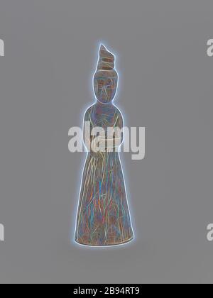 Tomba figura, terracotta con smalto, 11-1/2 in, Arte Asiatica, Reimagined by Gibon, disegno di calore allegro di luminosità e raggi di luce radianza. Arte classica reinventata con un tocco moderno. La fotografia ispirata al futurismo, che abbraccia l'energia dinamica della tecnologia moderna, del movimento, della velocità e rivoluziona la cultura. Foto Stock