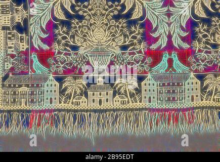 Coprilettino (coverlet Jacquard), Sconosciuto, circa 1850, cotone e lana, 83-1/2 x 80 in. (senza margine) 86 x 80 poll. (Con frangia), American, Textile and Fashion Arts, Reimagined by Gibon, design di calore allegro di luminosità e raggi di luce radianza. Arte classica reinventata con un tocco moderno. La fotografia ispirata al futurismo, che abbraccia l'energia dinamica della tecnologia moderna, del movimento, della velocità e rivoluziona la cultura. Foto Stock