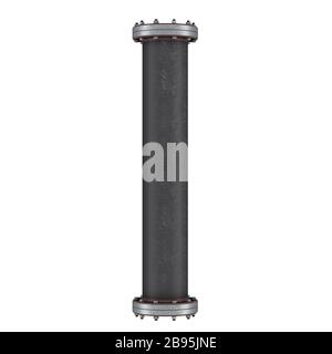 Lettera i da tubi in ghisa, rendering 3D isolato su sfondo bianco Foto Stock