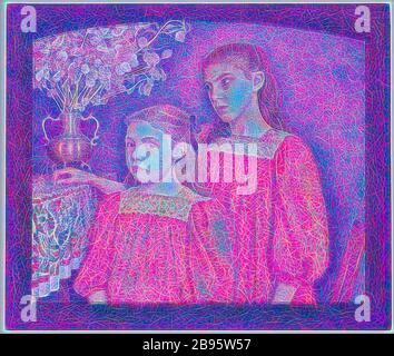 Le due sorelle o i Serruys Sorelle, Georges Lemmen (belga, 1865-1916), 1894, olio su tela dipinta con telaio in legno, 23-5/8 x 27-9/16 in. (Tela) 27-15/16 x 32-11/16 x 1-7/8 in. (Incorniciato), firmato con impresse monogramma in vernice rossa, inferiore sinistro e inferiore destro sul telaio: [C maiuscola interbloccati con capitale L racchiuso nel cerchio] stampigliato in inchiostro rosso sulla barella centrale bar: Barique De Couleur Toiles, Panneaux & Vernis Fx.Momm (EN), 81, rue de la Chari(TE), Bruxelles, [racchiuso in un ovale] inscritto in inchiostro nero top barella bar: août-sept. 1894 stampigliato in inchiostro nero sulla barra a sinistra e sul retro Foto Stock