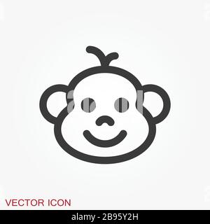 Icona della scimmia vettoriale isolata sullo sfondo. Simbolo animale Illustrazione Vettoriale