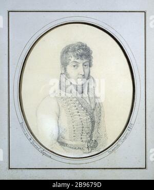 Maurice Dupin Lejeune (Général). "aurice Dupin (1778-1808), père de George Sand, en lieutenant de hussards". Mine de Plomb, 1803. Parigi, musée de la vie romanticique. Foto Stock