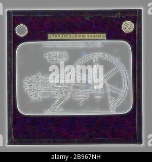 Lantern Slide - Tangyes Ltd, AA tipo benzina Engine Diagram, circa 1910, uno dei 239 slide lanterna di vetro raffigurante prodotti fabbricati da Tangyes Limited ingegneri di Birmingham, Inghilterra. Le immagini includono vari prodotti come motori, pompe centrifughe, pompe idrauliche, produttori di gas, macchine per prove materiali, presse, macchine utensili, martinetti idraulici ecc. Tangyes è stata un'azienda che operava dal 1857 al 1957. Hanno prodotto una vasta gamma di ingegneria, Reimagined da Gibon, disegno di caldo allegro incandescente di luminosità e di irradiazione di raggi di luce. Arte classica reinventata con un twis moderno Foto Stock