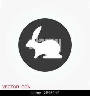 Icona coniglio vettore, design su sfondo, logo Rabbit per il tuo design. Animale. Illustrazione Vettoriale