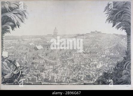 LAVORO SUL CHAMP DE MARS INGOUF. 'Travaux sur le Champ-de-Mars' (la journée des brouettes). Parigi, musée Carnavalet. Foto Stock