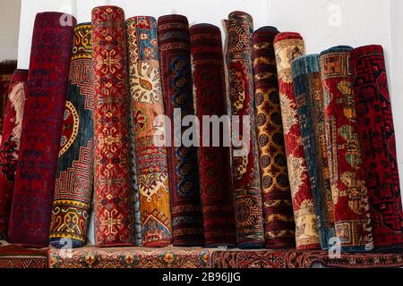 Tappeti in Vendita in Bukhara, Uzbekistan Foto Stock