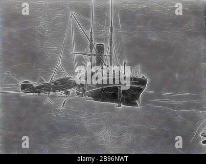 Fotografia - George Rayner, Beascochea Bay, Antartide, 1928, FOTOGRAFIA, SCARICARE LOCKHEED VEGA AEREO DALLA NAVE. LA NAVE È WILLIAM SCORESBY. FOTOGRAFIA PROBABILMENTE PRESA DA GEORGE RAYNER IN ANTARTIDE., Reimagined da Gibon, disegno di calore allegro di luminosità e raggi di luce radianza. Arte classica reinventata con un tocco moderno. La fotografia ispirata al futurismo, che abbraccia l'energia dinamica della tecnologia moderna, del movimento, della velocità e rivoluziona la cultura. Foto Stock