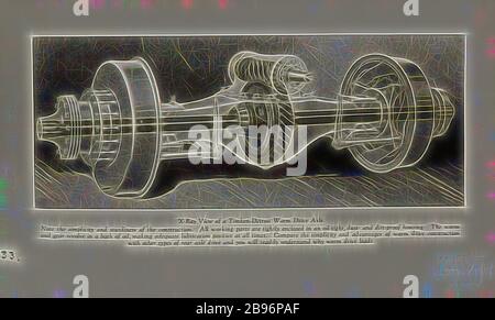 Fotografia - Brockway Motors Ltd, Timken Worm Drive, Sydney, nuovo Galles del Sud, circa 1920, immagine da un album fotografico contenente ventuno fotografie di camion a motore. L'album è stato utilizzato da Brockway Motors Ltd., Reimagined di Gibon, design di calore allegro di luminosità e raggi di luce radianza. Arte classica reinventata con un tocco moderno. La fotografia ispirata al futurismo, che abbraccia l'energia dinamica della tecnologia moderna, del movimento, della velocità e rivoluziona la cultura. Foto Stock