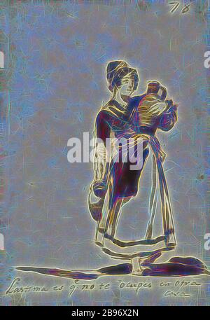 È un peccato che tu non abbia altro da fare!, Francisco José de Goya y Lucientes (Francisco de Goya) (spagnolo, 1746 - 1828), circa 1808 - 1814, Brush e seppia lavano e penna e inchiostro nero, 20,3 x 14 cm (8 x 5 1/2 in.), Reimagined by Gibon, design di calore allegro di luminosità e raggi di luce radianza. Arte classica reinventata con un tocco moderno. La fotografia ispirata al futurismo, che abbraccia l'energia dinamica della tecnologia moderna, del movimento, della velocità e rivoluziona la cultura. Foto Stock