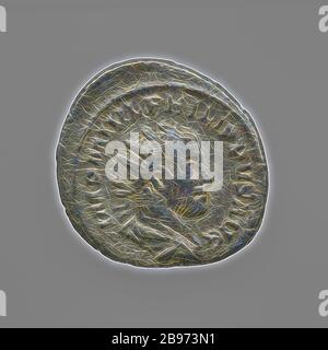 Antoninianus di Filippo i, Sconosciuto, Roma, Lazio, Italia, 244 - 249, Argento (o bronzo argentato), 0.004 kg (0.008 lb.), Reimagined di Gibon, disegno di calore allegro di luminosità e raggi di luce radianza. Arte classica reinventata con un tocco moderno. La fotografia ispirata al futurismo, che abbraccia l'energia dinamica della tecnologia moderna, del movimento, della velocità e rivoluziona la cultura. Foto Stock