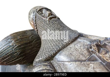 Tomba di Sir Richard Pembridge, cavaliere dell'Ordine della Giarrettiera, Cattedrale di Hereford, Hereford, England, Regno Unito, combatté nella Battaglia di Pointiers nel 1356 Foto Stock