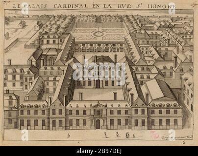 Il palazzo cardinale in rue St Honoré [sic] (elencati di sicurezza (lettera)) | il Palais Royal nel 17 ° secolo, luogo attuale del Palais Royal, 155 rue Saint-Honoré, 1 ° distretto (titolo fittizio). Foto Stock