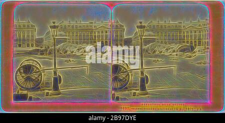 Desasteres de la Guerre. Colonne Vendome Abattue le 16 mai 1871., attribuito a Jules Andrieu (francese, 1816 - dopo il 1876), 16 maggio 1871, stampa in argento albumen, Reimagined da Gibon, disegno di calore allegro di luminosità e raggi di luce radianza. Arte classica reinventata con un tocco moderno. La fotografia ispirata al futurismo, che abbraccia l'energia dinamica della tecnologia moderna, del movimento, della velocità e rivoluziona la cultura. Foto Stock