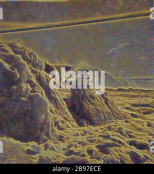 Il ponte delle sospensioni. Niagara, Unknown maker, americano, circa 1870, albumen stampa d'argento, Reimagined by Gibon, design di calore allegro di luminosità e raggi di luce radianza. Arte classica reinventata con un tocco moderno. La fotografia ispirata al futurismo, che abbraccia l'energia dinamica della tecnologia moderna, del movimento, della velocità e rivoluziona la cultura. Foto Stock