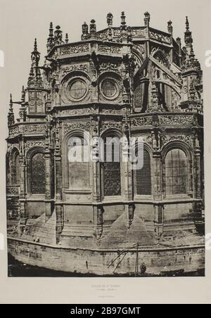 HELIOGRAVURE NO3 DI 'MONUMENTI MAGGIORI DI FRANCIA RIPRODOTTI IN HELIOGRAVURE': CHIESA DI SAINT-PIERRE, CAEN, Calvados Héliogravure nº3 des 'Principaux Monuments de la France, reproduits en héliogravure': église Saint-Pierre, Caen, Calvados. 1853-1863. Photographie d'Edouard Baldus (1813-1889). Parigi, musée Carnavalet. Foto Stock