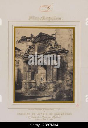 FONTANA DEL GIARDINO di LUSSEMBURGO, GROTTA DI MARIA DEI MEDICI, VI DISTRETTO, PARIGI Fontaine du Jardin du Luxembourg, grotte de Marie de Medicis, Parigi (VIème arr.). 1851-1855. Photographie de Charles Marville (1813-1879) . Parigi, musée Carnavalet. Foto Stock