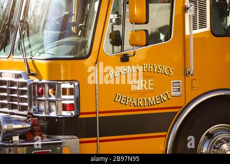 Camion antincendio presso il servizio di soccorso trasporto nessuno Foto Stock