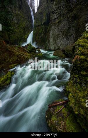 Cascata dell'Oregon alle cascate di Wahclella Foto Stock