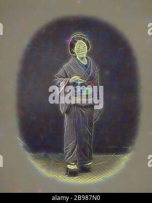 Felice Beato (inglese, nato Italia, 1832 - 1909), Giappone, 1866 - 1867, stampa in argento albume colorato a mano, 28.3 × 22.4 cm (11 1/8 × 8 13/16 in.), Reimagined by Gibon, design di calda e allegra luce incandescente di luminosità e di luminosità radianti. Arte classica reinventata con un tocco moderno. La fotografia ispirata al futurismo, abbracciando l'energia dinamica della tecnologia moderna, del movimento, della velocità e rivoluzionando la cultura. Foto Stock