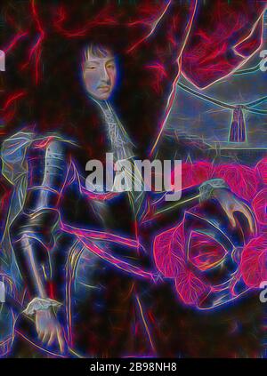 Dopo Nicolas Mignard, re Luigi XIV, Luigi XIV, 1638-1715, re di Francia, pittura, ritratto, Luigi XIV di Francia, 1664, olio su tela, altezza, 128 cm (50.3 pollici), larghezza, 99 cm (38.9 pollici), Reimagined by Gibon, disegno di calda allegra luce incandescente di luminosità e di radianza dei raggi di luce. Arte classica reinventata con un tocco moderno. La fotografia ispirata al futurismo, abbracciando l'energia dinamica della tecnologia moderna, del movimento, della velocità e rivoluzionando la cultura. Foto Stock