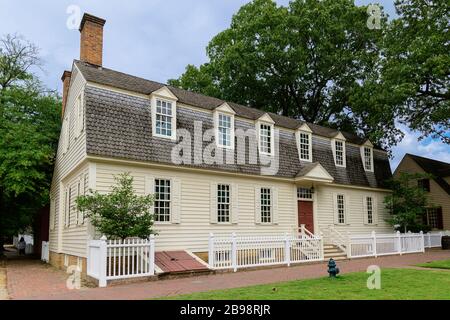 Williamsburg Coloniale Prentis House. Foto Stock