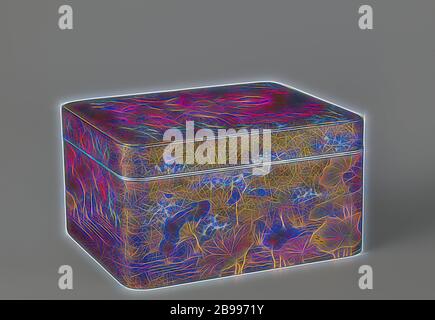 Pauw-myoo, una forma rettangolare alta box con una curva leggermente il coperchio di lacca con oro e argento intarsio di lamina e madreperla, con un'immagine di Kujaku myoo sul coperchio, una figura con sei bracci di cui due sono piegate davanti al petto e quattro tenere una prua, due frecce, una vajra e un tridente, seduto su un pavone con le piume di coda di diffusione su un trono di loto, con Lotus di piante in acqua intorno e su entrambi i lati della scatola. I bordi del coperchio e scatola con un confine di argento, l'interno decorato con nashiji, l'interno del coperchio in oro di makie la firma "hosai' e in rosso la guarnizione 'Shosai'. In un wo Foto Stock