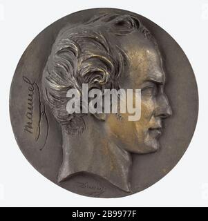 RITRATTO DI JACQUES-ANTOINE MANUEL (1775-1827), POLITICO David d'Angers (1788-1856). Ritratto di Jacques-Antoine Manuel (1775-1827), homme politique français. Bronzo, fonte au sable. XIXème siècle. Parigi, musée Carnavalet. Foto Stock