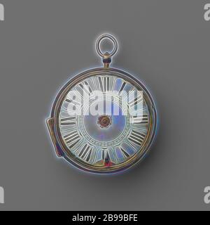 Orologio da uomo in argento, orologio da uomo in argento con quadrante smaltato bianco. Alcuni cerchi concentrici sul fondo posteriore., Jean Carré, Francia, c. 1680, argento (metallo), d 5.9 cm × h 7.5 cm × w 5.9 cm × d 3.7 cm, Reimagined by Gibon, design di calda e allegra luce di luminosità e di luminosità. Arte classica reinventata con un tocco moderno. La fotografia ispirata al futurismo, abbracciando l'energia dinamica della tecnologia moderna, del movimento, della velocità e rivoluzionando la cultura. Foto Stock