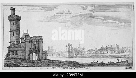 VISTA DELLA PORTA DELLA CONFERENZA Israël Silvestre (1621-1691) et Israël Henriet (1590-1661). "Vue de la Porte de la Conférence". Eau-forte, 1650-1660. Parigi, musée Carnavalet. Foto Stock