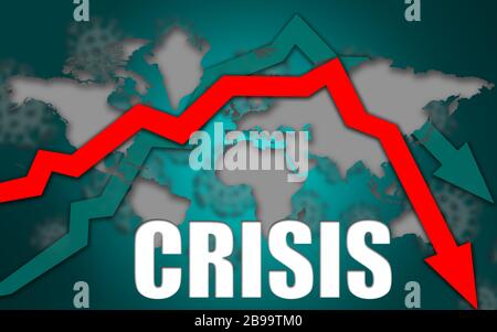 Crisi economica mondiale causata da coronavirus , rendering 3d Foto Stock