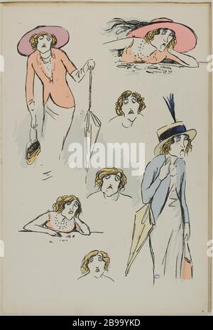 ALBUM HE THE SEA: PRIMA PAGINA SEM Georges Goursat, dit (1863-1934)/Jean Saudé. 'Album SEM à la mer : page de couverture'. Lithographie en couleur. Parigi, musée Carnavalet. Foto Stock