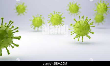 Infezione da virus Corona sfondo dell'illustrazione 3d Foto Stock