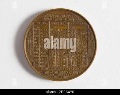 ANNO CIVILE V 1796 Pierre-Joseph Tiolier (1763-1819). "Calendrier de l'an V, 1796". Bronzo, 1796. Parigi, musée Carnavalet. Foto Stock