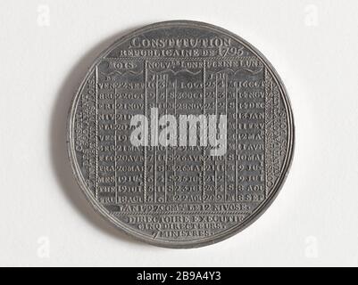 ANNO CIVILE V 1796 Pierre-Joseph Tiolier (1763-1819). "Calendrier de l'an V, 1796". Argent, 1796. Parigi, musée Carnavalet. Foto Stock