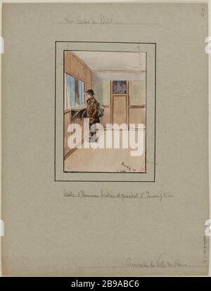 [Notte asylums] asilo del Quai de Valmy, n° 107, banco di ingresso e di registrazione Foto Stock