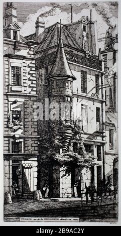 VIA TORRE DI Tixeranderie Charles Meryon (1821-1868). "Tourelle, rue de la Tixeranderie". Eau-forte, 1852. Parigi, musée Carnavalet. Foto Stock