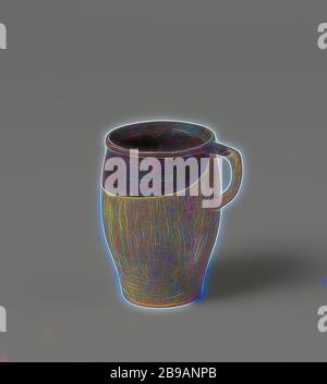 Vasetto di stoccaggio con due orecchie, dipinto in marrone chiaro e scuro, vasetto di stoccaggio con due orecchie di legno tornito, dipinto in marrone scuro e marrone chiaro all'interno e sulla parte superiore. Risultato di un pezzo., anonimo, Amsterdam (forse), c. 1700 - c. 1799, legno (materiale vegetale), h 3.6 cm × d 5.3 cm, Reimagined by Gibon, disegno di calda e allegra luce di luminosità e di irraggiamento dei raggi luminosi. Arte classica reinventata con un tocco moderno. La fotografia ispirata al futurismo, abbracciando l'energia dinamica della tecnologia moderna, del movimento, della velocità e rivoluzionando la cultura. Foto Stock