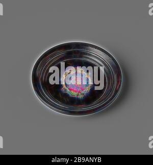 Ritratto di un uomo sconosciuto, ritratto di un uomo incorniciato in una cornice rotonda in legno, decorato con viti floreali e a foglia., anonimo, Olanda, c. 1675 - c. 1699 e/o c. 1800 - c. 1899, vernice ad olio (vernice), rame (metallo), carta, d 5.9 cm, Reimagined by Gibon, disegno di calda allegra luce di luminosità e di luminosità dei raggi di luce. Arte classica reinventata con un tocco moderno. La fotografia ispirata al futurismo, abbracciando l'energia dinamica della tecnologia moderna, del movimento, della velocità e rivoluzionando la cultura. Foto Stock