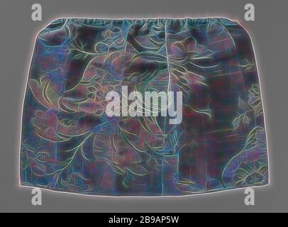 Tenda di seta verde-blu su asta, una tenda di seta verde-blu morbida con grande motivo damask di motivi floreali e di foglia, orlata a lato e in basso, in alto girata intorno al baco di rame, attaccata sopra il passaggio tra camera da letto e anti-chambre., anonima, Francia (possibilmente), c. 1750, seta, rame (metallo), l 29.0 cm l 30.0 cm × l 41.0 cm, Reimagined by Gibon, design di calda e allegra luce di luminosità e di luminosità. Arte classica reinventata con un tocco moderno. La fotografia ispirata al futurismo, abbracciando l'energia dinamica della tecnologia moderna, del movimento, della velocità e rivoluzionando la cultura. Foto Stock