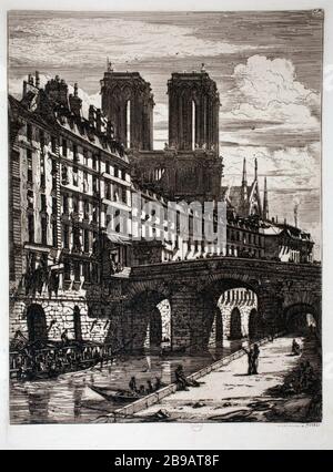 LE PETIT-PONT Charles Meryon (1821-1868). "Le Petit-Pont". Eau-forte, 1850. Parigi, musée Carnavalet. Foto Stock