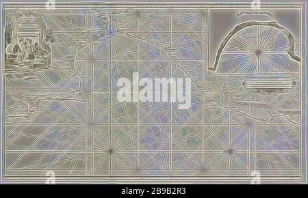 Diagramma del mare dello Stretto di Gibilterra e la baia di Tangeri, nuova tessera di abbonamento di 'l'aumento dell' t stretto dalla stretto a partire sulla costa spagnola, dal Barles e sulla costa di Moresco, da Sta. Cruz het Naauw (titolo in oggetto), diagramma di mare dello Stretto di Gibilterra e l'Oceano Atlantico e le coste del Portogallo, la Spagna e la costa di Moresco (Marocco). In alto a destra una mappa sul lato della baia di Tangeri con rosa dei venti e la scala in tedesco miglia. Mappa principale stessa con il nord a sinistra e due compass rose. Sulla destra di due bastoni di scala in tedesco e in inglese o in francese miglia. Sulla sinistra un cartiglio w Foto Stock