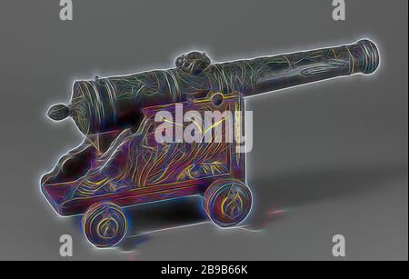 Cannone di proprietà di Van Reigersberg famiglia, riccamente decorate cannon realizzato in fusione di bronzo sull'originale di legno di quercia cavallo. Lo stemma del Van Reygersberg famiglia con due leoni come titolari di scudo per la zundgat sul pezzo di fondo, quattro cigni nuotare sotto e uno sopra eagle. Le orecchie in forma di delfini circondato da fiori, dotato il campo lungo con un grande trofeo pensile di dead aironi e ingranaggio di caccia, compreso un cartiglio formata da quattro cani da caccia, cervi e una testa di cinghiale in cui: SEMPER IDEM. A capo di una banda di arabetien. L'uva è riccamente decorato. Il dondolio ho Foto Stock