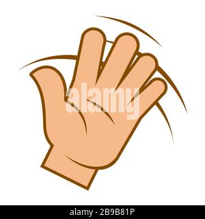 Icona isolata con la mano d'onda, il segnale di saluto, il gesto di saluto Illustrazione Vettoriale