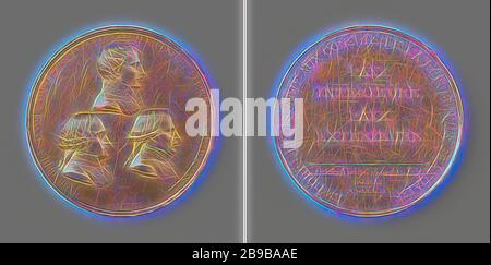 Pace di Amiens, in onore dei tre consoli, fronte: Busti di tre uomini: Sopra il console del primo ministro, al di sotto di questo, gli altri due consoli in uguale misura, all'interno di una copertura. Indietro: Iscrizione, tagliata: Iscrizione all'interno, Amiens, Napoleone i Bonaparte (Imperatore dei francesi), Jean-Jacques Régis de Cambacé rès (Duca di Parma), Charles-François Lebrun (Duca di Piacenza), Romain Vincent Jeufroy, Opole, 1802, metallo, doratura, d 6,8 cm × w 88,91 gr, Reimagined by Gibon, design di calore allegro di luminosità e raggi di luce radianza. Arte classica reinventata con un tocco moderno. Fotografia inspir Foto Stock