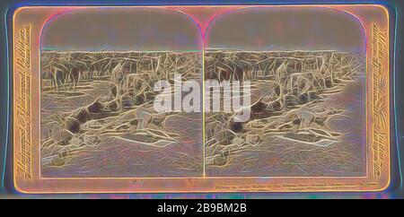 Impacchettarsi al fango per unirsi a Roberts - questi fanteria montata hanno aiutato ad angolo Gen. I buoni combattenti di Cronje a Paardeberg, S. Africa, Underwood e Underwood, 1900, Reimagined da Gibon, disegno di calore allegro di luminosità e raggi di luce radianza. Arte classica reinventata con un tocco moderno. La fotografia ispirata al futurismo, che abbraccia l'energia dinamica della tecnologia moderna, del movimento, della velocità e rivoluziona la cultura. Foto Stock