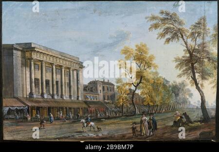 TEATRO BOULEVARD DU TEMPLE Jean-Baptiste Lallemand (1710-1803). 'Théâtre Boulevard du Temple'. Dessin. Parigi, musée Carnavalet. Foto Stock