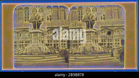 Bruxelles, Statua del Compont d'Egmont e degli Hornes, Place de l'Hotel de Ville, anonimo, 1860 - 1880, Reimagined by Gibon, design di calore allegro di luminosità e raggi di luce radianza. Arte classica reinventata con un tocco moderno. La fotografia ispirata al futurismo, che abbraccia l'energia dinamica della tecnologia moderna, del movimento, della velocità e rivoluziona la cultura. Foto Stock