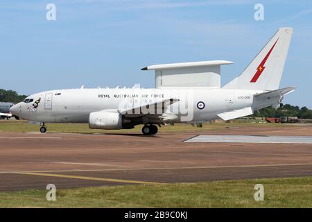 Boeing 737-7ES Wedgetail aereo aereo di allarme e controllo rapido dell'Australian Air Force. Foto Stock